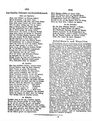 Aus Catullus. Uebersetzt von Konrad Schwenck
