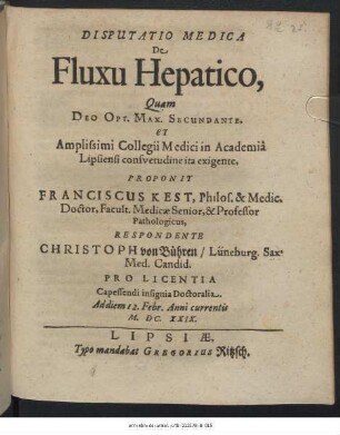 Disputatio Medica De Fluxu Hepatico