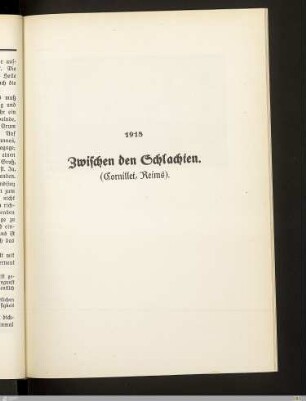 Zwischen den Schlachten (Cornillet, Reims)