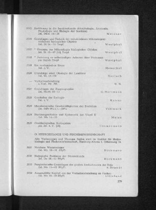 O. Hydrobiologie und Fischereiwissenschaft