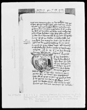 Sammelband verschiedener religiöser Schriften — Initiale U, Anbetung der Könige, Folio 37verso