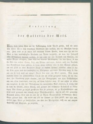 Einleitung in die Gallerie der Welt.