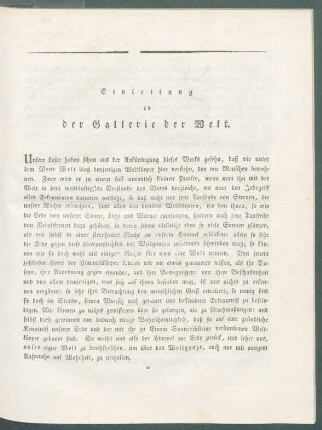 Einleitung in die Gallerie der Welt.