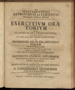 3: De Praevaricatione Patronorvm Ac Clientivm Disserere Itervm Pergit.