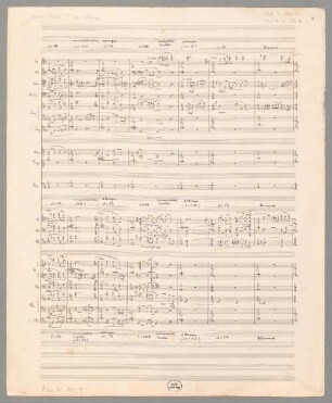 Dorische Musik, vl, vla, vlc, orch, Fragments - BSB Mus.N. 139,4 : [heading, added later by other hand with pencil:] "Dorische Musik" T. 36f. Frühfassung