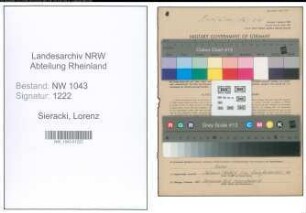Entnazifizierung Lorenz Sieracki , geb. 07.04.1912 (Angestellter)