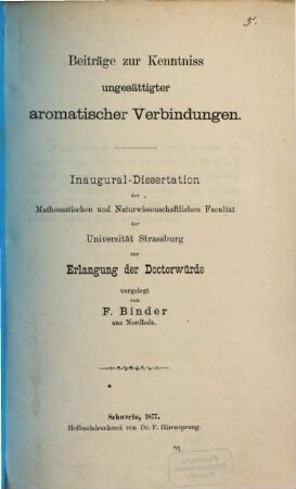 Beiträge zur Kenntniss ungesättigter aromatischer Verbindungen