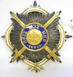 Königlich Preußischer Kronenorden, Bruststern 1. Klasse mit Schwertern und Emailband des Roten Adlerordens, Königreich Preußen