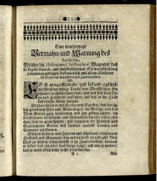 Treuherzige Vermahnung an den Leser.