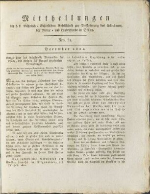 Mittheilungen. Nro. 51. December 1822.