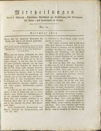 Mittheilungen. Nro. 51. December 1822.