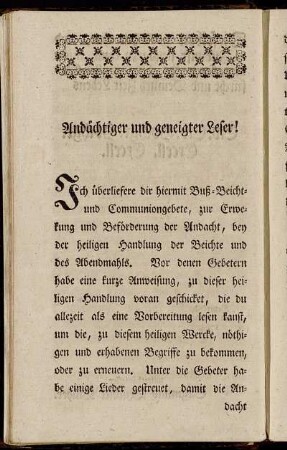 Andächtiger und geneigter Leser!