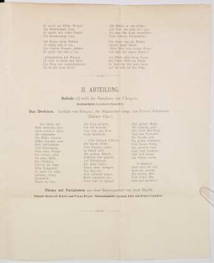 Programm zu dem am Mittwoch den 15. Dezember 1886 in den Central-Sälen stattfindenden Concerte des "Akademischen Gesangvereins München."