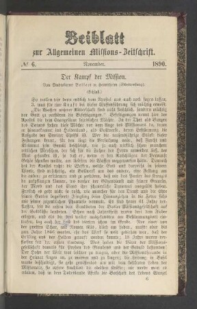 Beiblatt N° 6. November. 1890