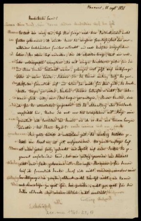 Brief von Karl Goedeke an Jacob Grimm