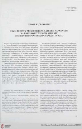 8: Fazy budowy prezbiterium katedry na Wawelu na przełomie wieków XIII i XIV : Kościoły biskupów Muskaty, Nankera i Grota