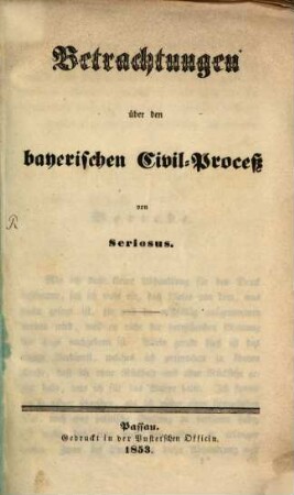 Betrachtungen über den ?? Civil-Proceß
