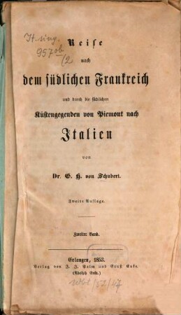 Reise nach dem südlichen Frankreich und durch Küstengegenden von Piemont nach Italien, 2