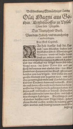 Olai Magni ... Von den Vögeln. Das Neunzehend Buch.