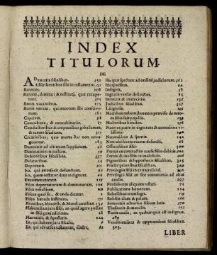 Index Titulorum.