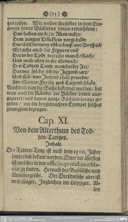 Cap. XI. Von dem Alterthum des Todten-Tantzes