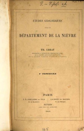 Études géologiques sur le département de la Nièvre