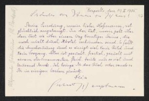 Brief von Gerhart Hauptmann an Ludwig von Hofmann