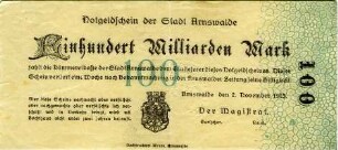 Arnswalde, Stadt: 100 Milliarden Mark 1923