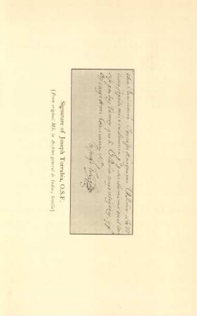 Signature of Joseph Torrubia, O.S.F.