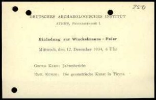 Einladung zur Winckelmannsfeier