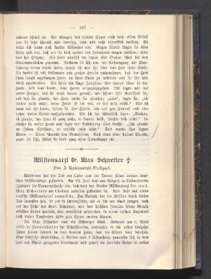 Missionsarzt Dr. Max Schneiter