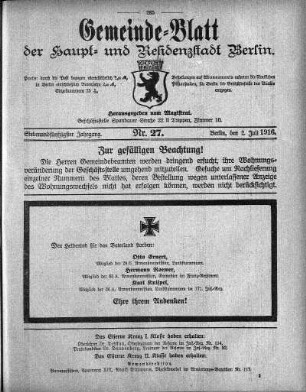 1916,27: Nr. 27, 2. Juli 1916