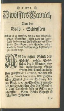 Zwölfftes Capitel, Von den Grab-Schrifften