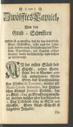Zwölfftes Capitel, Von den Grab-Schrifften