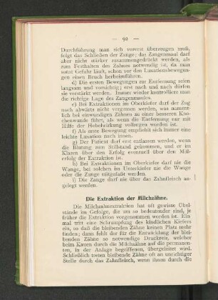 Die Extraktion der Milchzähne.