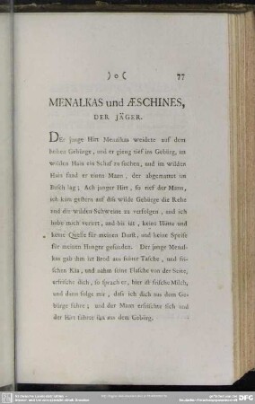 Menalkas und Aeschines Der Jäger