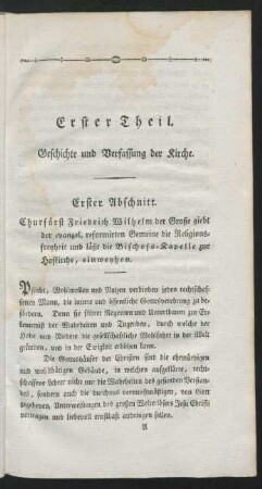 Erster Theil. Geschichte und Verfassung der Kirche