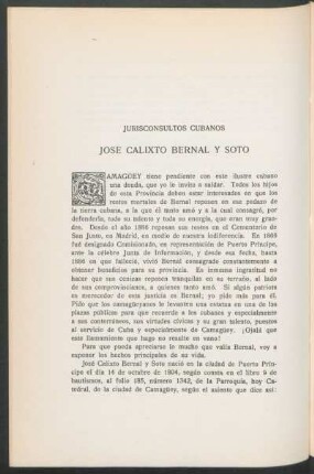Jurisconsultos Cubanos - José Calixto Bernal y Soto