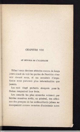 Chapitre VIII - Au service de l'Allemagne