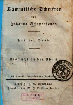 Sämmtliche Schriften, 3. Ausflucht an den Rhein