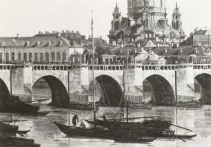 Dresden vom rechten Elbufer unterhalb der Augustusbrücke : Canaletto: Dresden vom rechten Elbufer unterhalb der Augustusbrücke, 1748