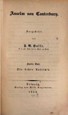 Anselm von Canterbury, 2. Die Lehre Anselm's