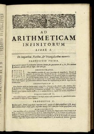Ad arithmeticam infinitorum liber I.
