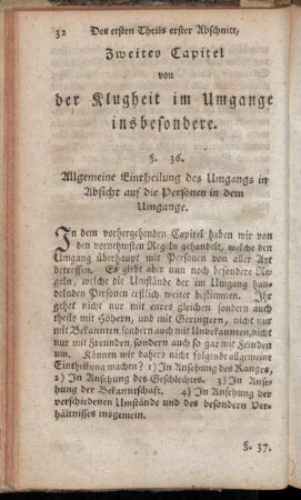 Zweites Capitel von der Klugheit im Umgange insbesondere