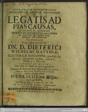 Disputationem juridicam inauguralem de legatis ad piascausas
