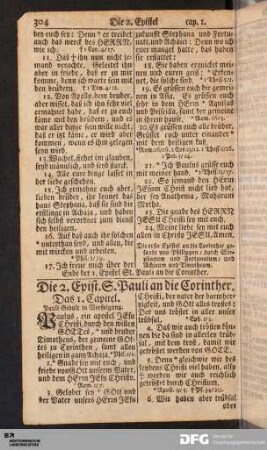 Die 2. Epist. S. Pauli an die Corinther.