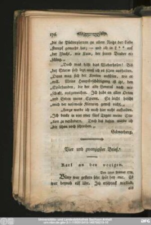 Vier und zwanzigster Brief. Karl an den vorigen.
