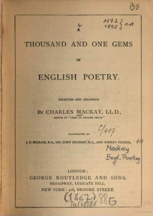 A thousand and one gems of English poetry