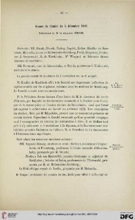 Séance du Comité du 5 décembre 1881