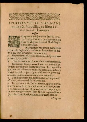 Aphorismi De Magnanimitate & Modestia ...